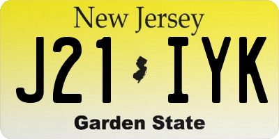 NJ license plate J21IYK