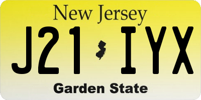 NJ license plate J21IYX
