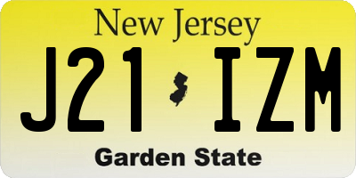 NJ license plate J21IZM
