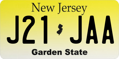 NJ license plate J21JAA