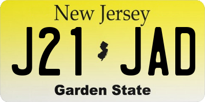 NJ license plate J21JAD