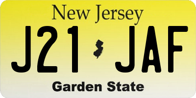 NJ license plate J21JAF