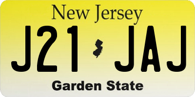 NJ license plate J21JAJ