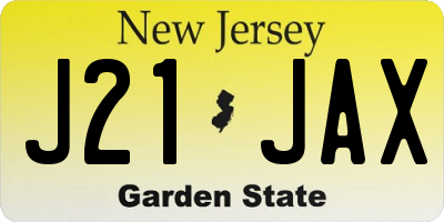 NJ license plate J21JAX