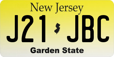 NJ license plate J21JBC