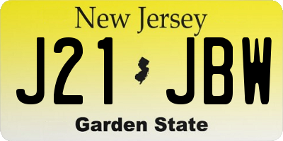 NJ license plate J21JBW