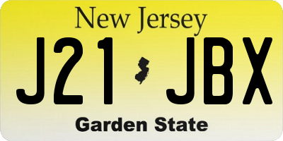 NJ license plate J21JBX