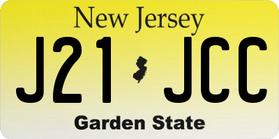 NJ license plate J21JCC