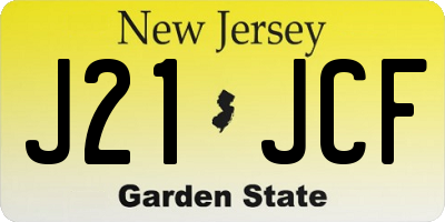 NJ license plate J21JCF