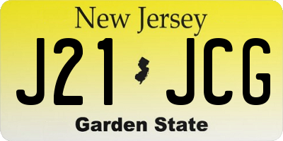 NJ license plate J21JCG