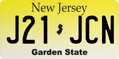 NJ license plate J21JCN