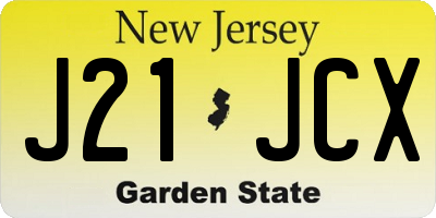 NJ license plate J21JCX