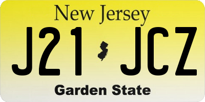 NJ license plate J21JCZ
