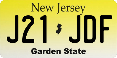 NJ license plate J21JDF