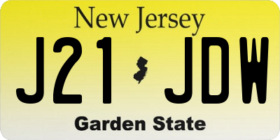 NJ license plate J21JDW