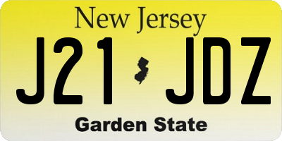 NJ license plate J21JDZ