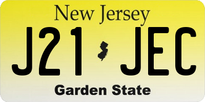 NJ license plate J21JEC