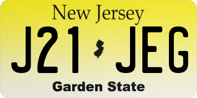 NJ license plate J21JEG