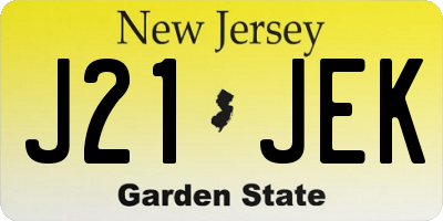 NJ license plate J21JEK