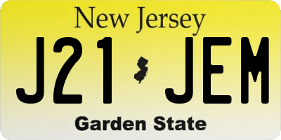 NJ license plate J21JEM