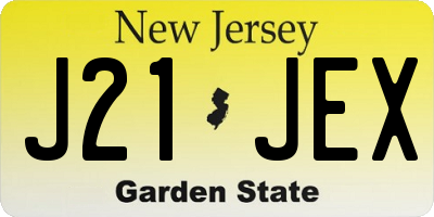 NJ license plate J21JEX