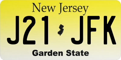 NJ license plate J21JFK