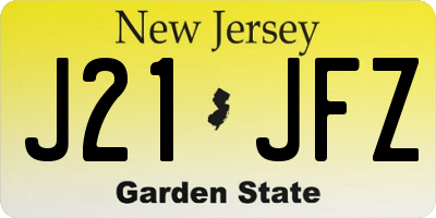 NJ license plate J21JFZ