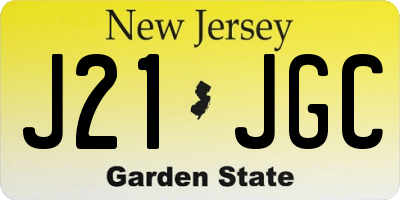 NJ license plate J21JGC