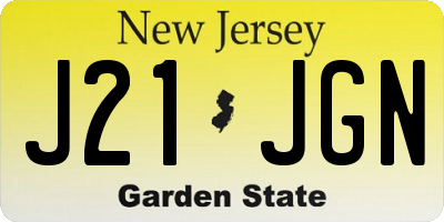 NJ license plate J21JGN