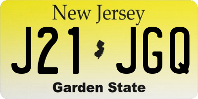 NJ license plate J21JGQ