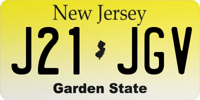 NJ license plate J21JGV