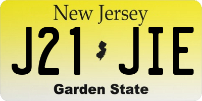 NJ license plate J21JIE