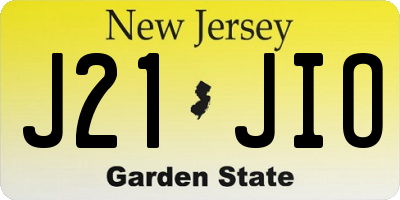 NJ license plate J21JIO
