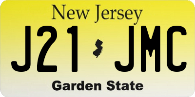 NJ license plate J21JMC