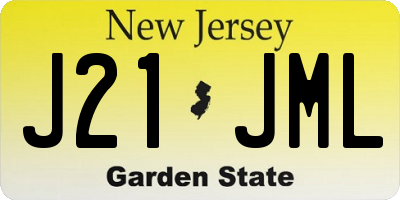 NJ license plate J21JML