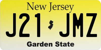 NJ license plate J21JMZ