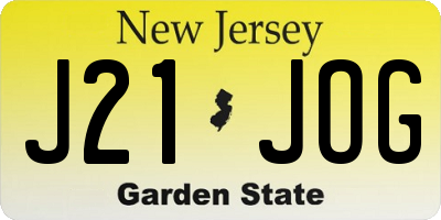 NJ license plate J21JOG