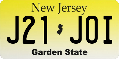 NJ license plate J21JOI