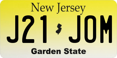 NJ license plate J21JOM