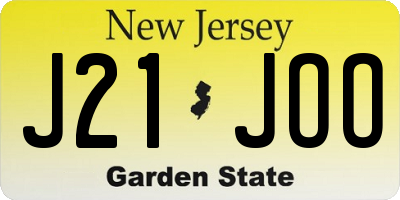 NJ license plate J21JOO