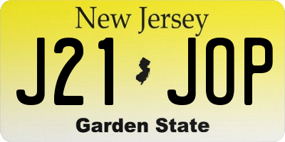 NJ license plate J21JOP