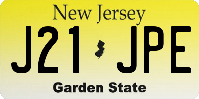 NJ license plate J21JPE