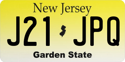 NJ license plate J21JPQ