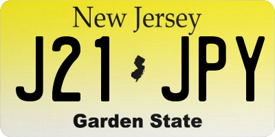 NJ license plate J21JPY