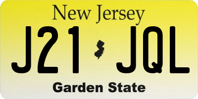 NJ license plate J21JQL