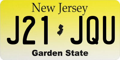 NJ license plate J21JQU