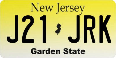 NJ license plate J21JRK