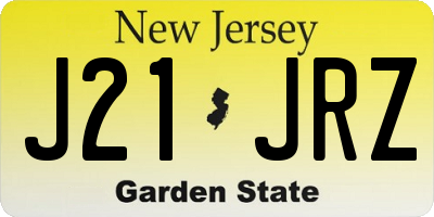 NJ license plate J21JRZ