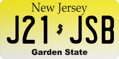 NJ license plate J21JSB