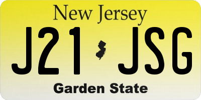 NJ license plate J21JSG